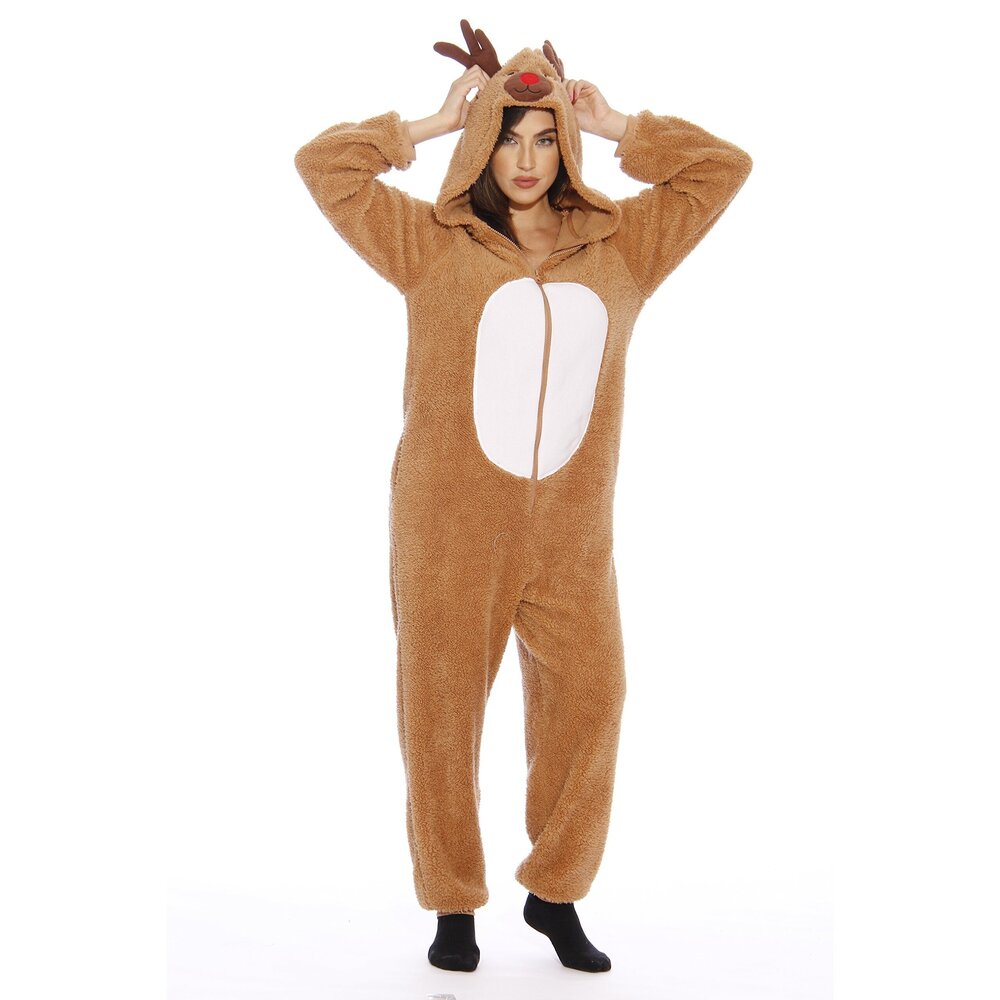 4864 6411-NEW-S FollowMe Adult Onesie / Pajamas, Small, Reindeer Sherpa